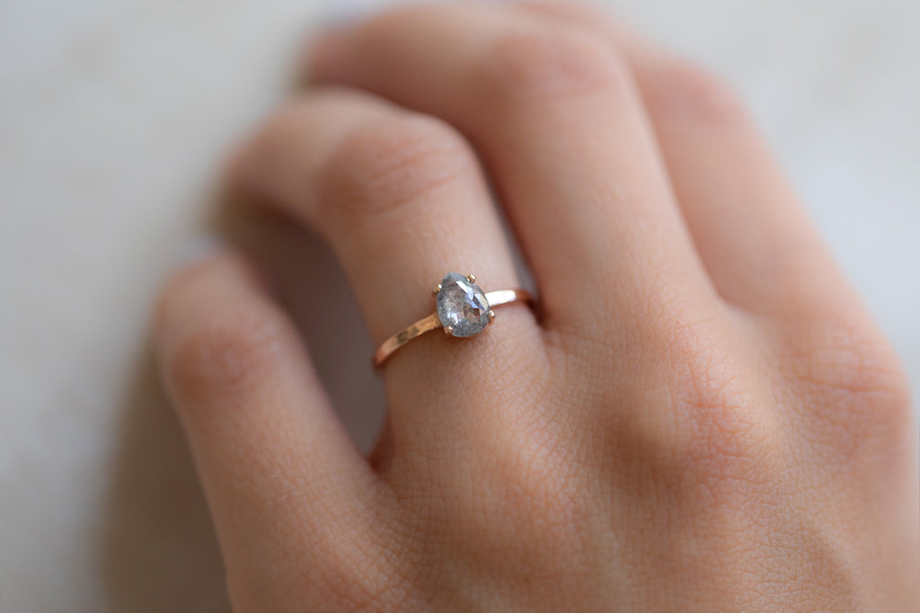 The Bryn Ring with a Rose-Cut Salt and Pepper Diamond On Model