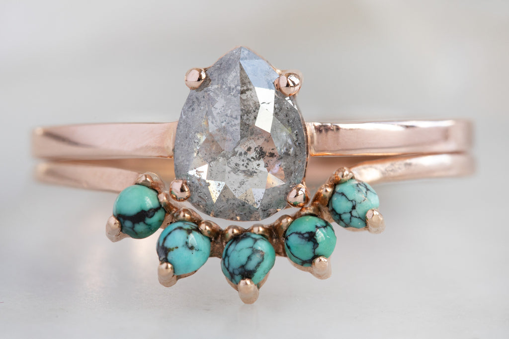 The Bryn Ring with a Rose-Cut Salt and Pepper Diamond With Stacking Band