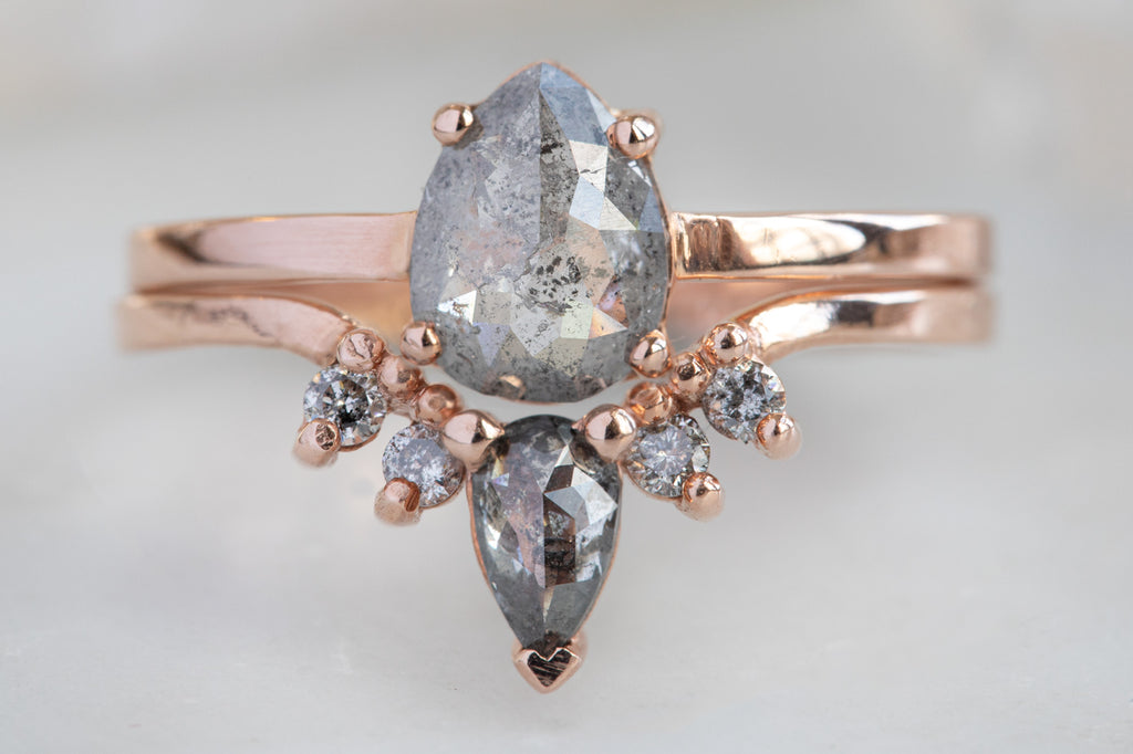 The Bryn Ring with a Rose-Cut Salt and Pepper Diamond With Stacking Band