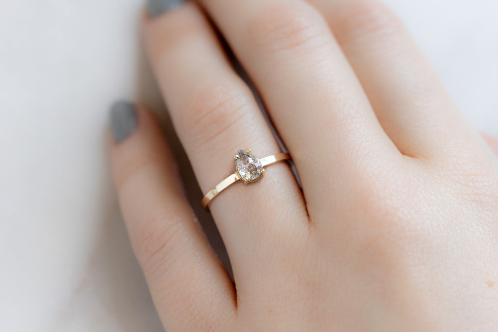 The Bryn Ring with a Rose-Cut Salt and Pepper Diamond on Model
