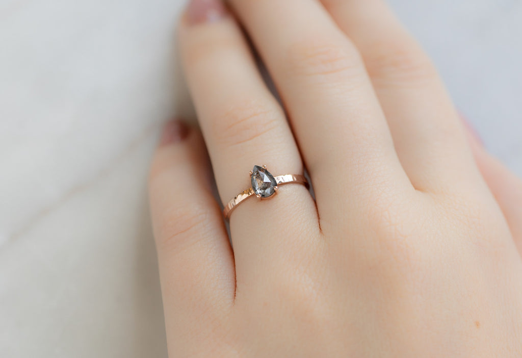 The Bryn Ring with a Rose-Cut Salt and Pepper Diamond on Model