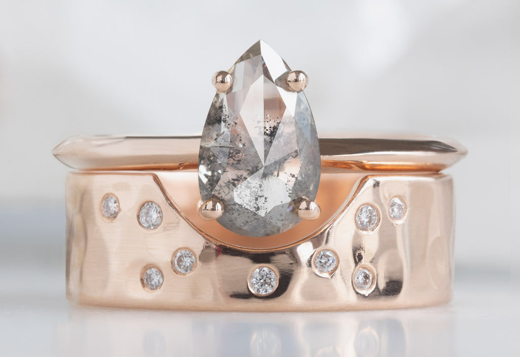 The Bryn Ring with a Rose-Cut Salt and Pepper Diamond with Constellation Cut-Out Band