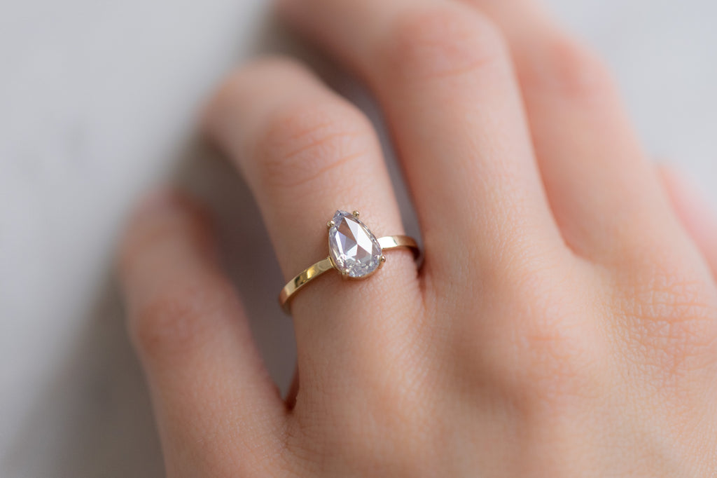 The Bryn Ring with a Rose-Cut White Diamond on Model