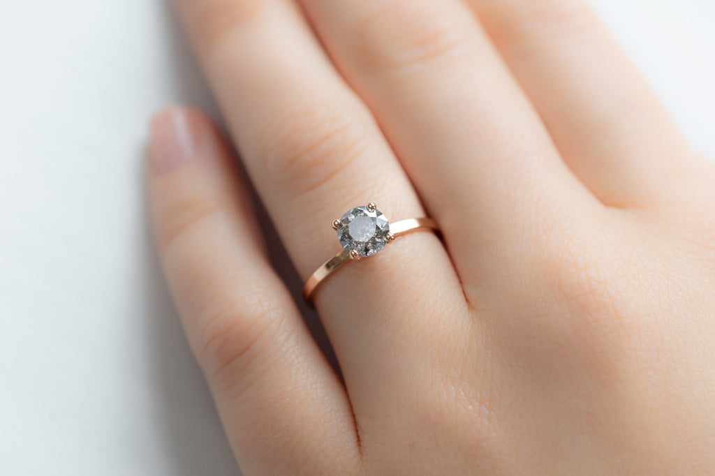 The Bryn Ring with a Round Salt and Pepper Diamond on Model
