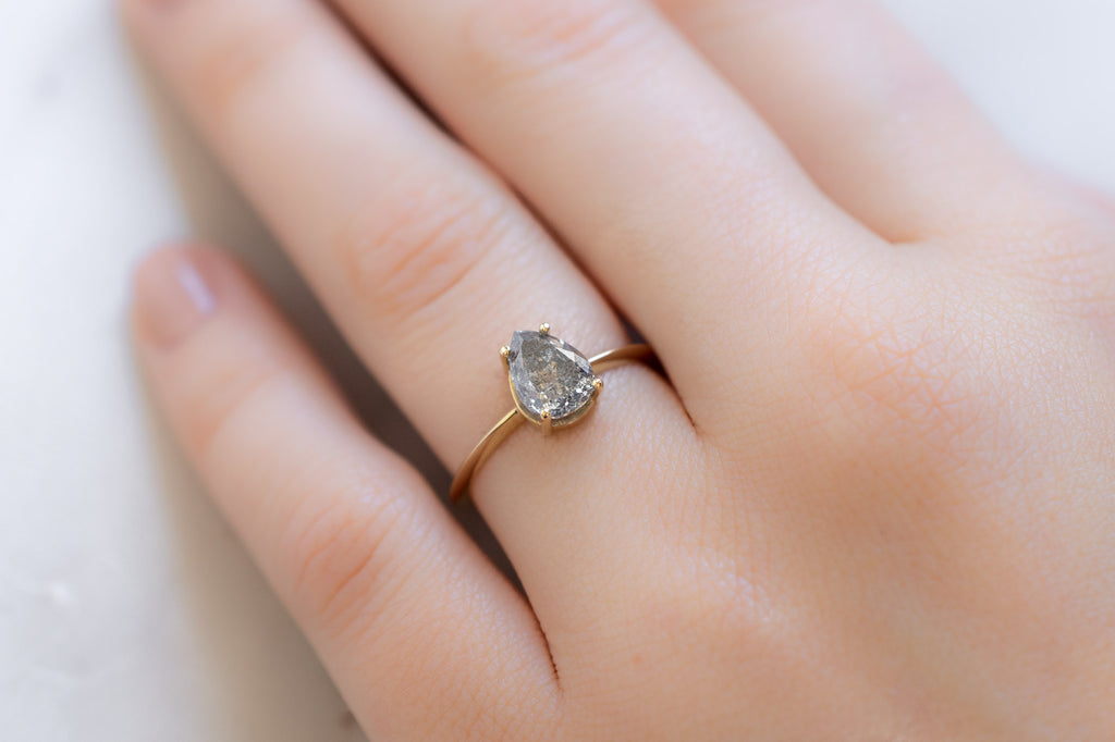 The Bryn Ring with a Salt and Pepper Diamond on Model