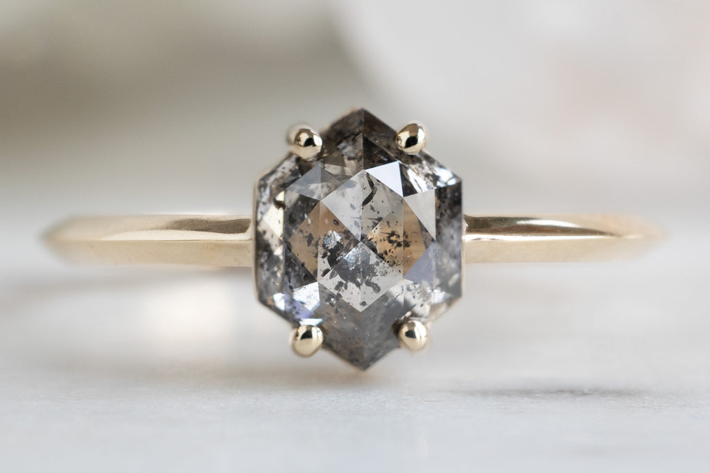The Bryn Ring with a Salt and Pepper Hexagon Diamond