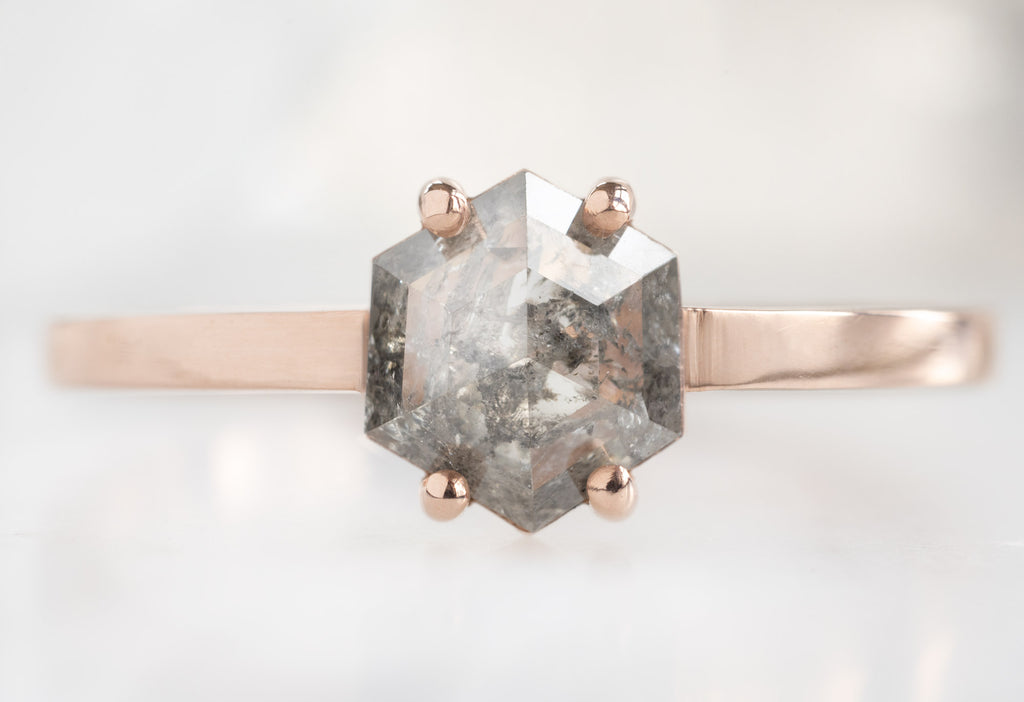 The Bryn Ring with a Salt and Pepper Hexagon Diamond