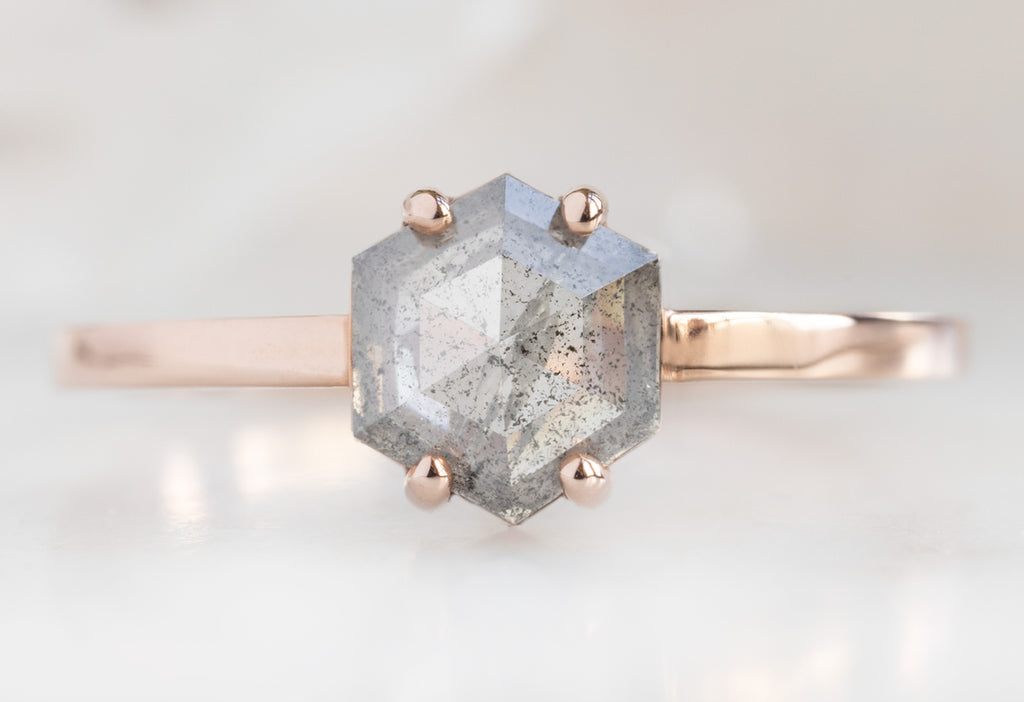The Bryn Ring with a Salt and Pepper Hexagon Diamond