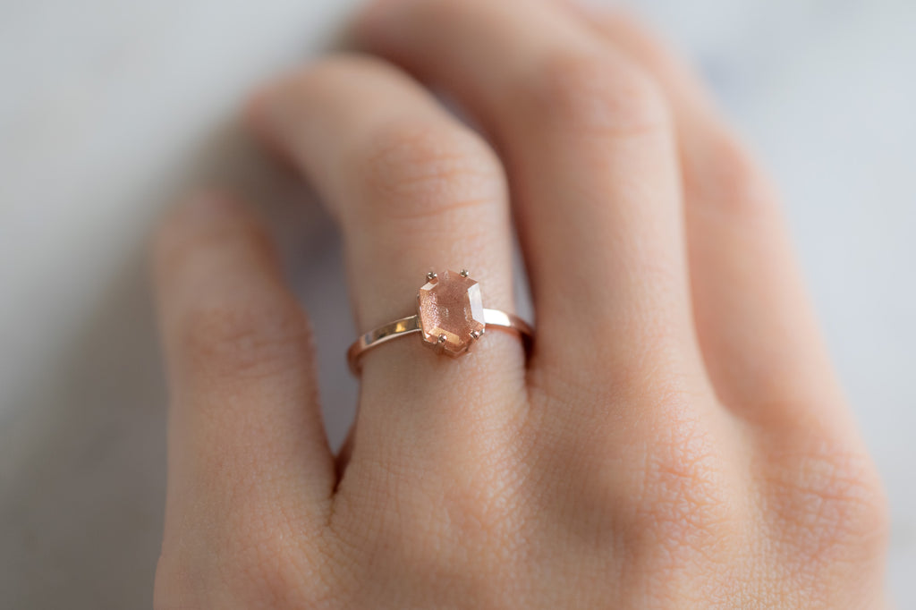 The Bryn Ring with a Sunstone Hexagon on Model
