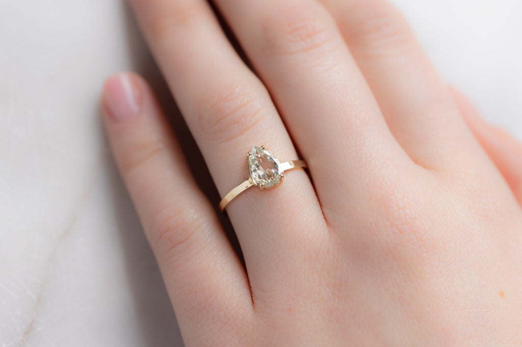 The Bryn Ring with an Artisan-Cut White Diamond on Model