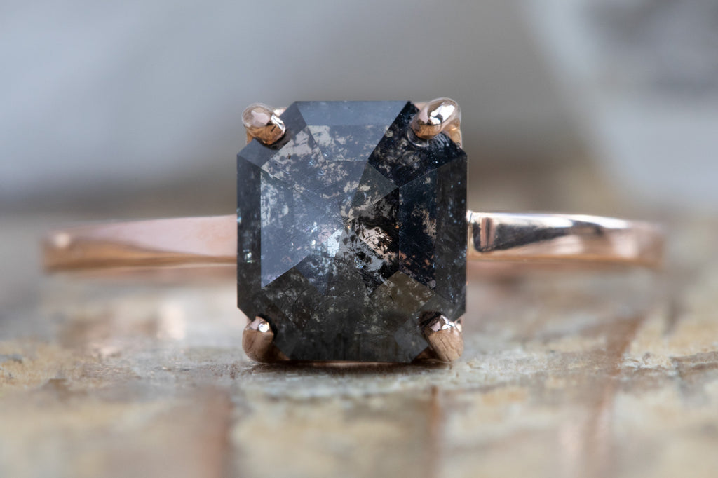 The Bryn Ring with an Emerald-Cut Black Diamond