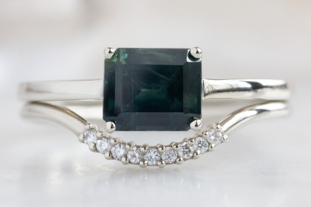 The Bryn Ring with an Emerald-Cut Sapphire with Stacking Band