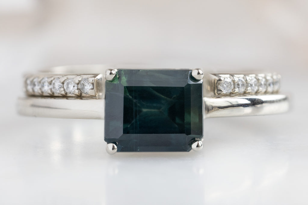 The Bryn Ring with an Emerald-Cut Sapphire with Stacking Band