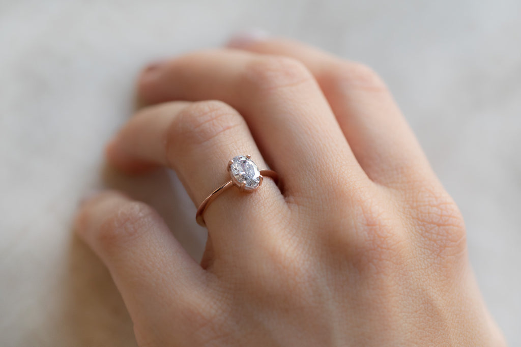 The Bryn Ring with an Oval-Cut Salt and Pepper Diamond On Model