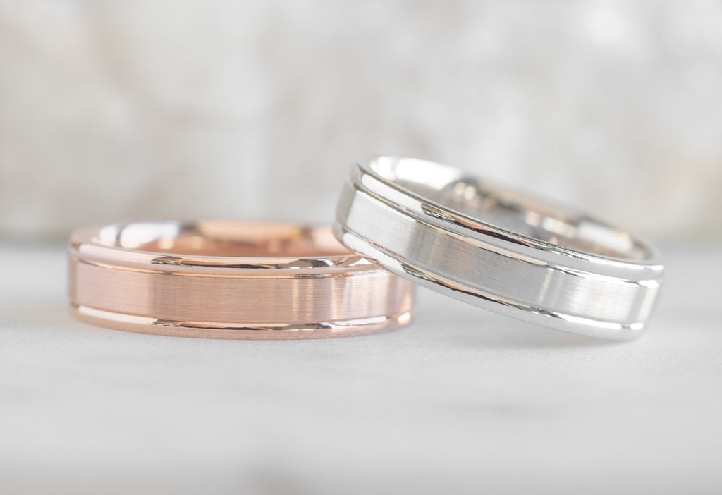 The Classic Men's Wedding Band in Rose Gold and White Gold