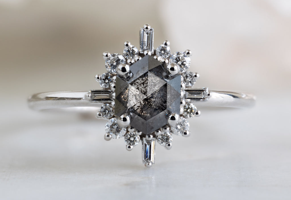 The Compass Ring with a Black Hexagon Diamond