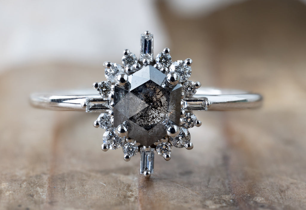 The Compass Ring with a Black Hexagon Diamond