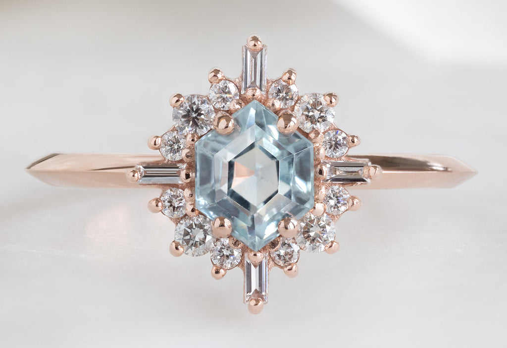 The Compass Ring with a Montana Sapphire Hexagon