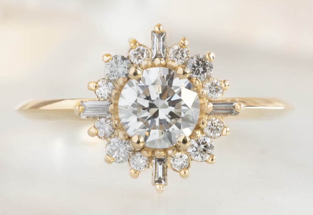 The Compass Ring with a Round-Cut White Diamond