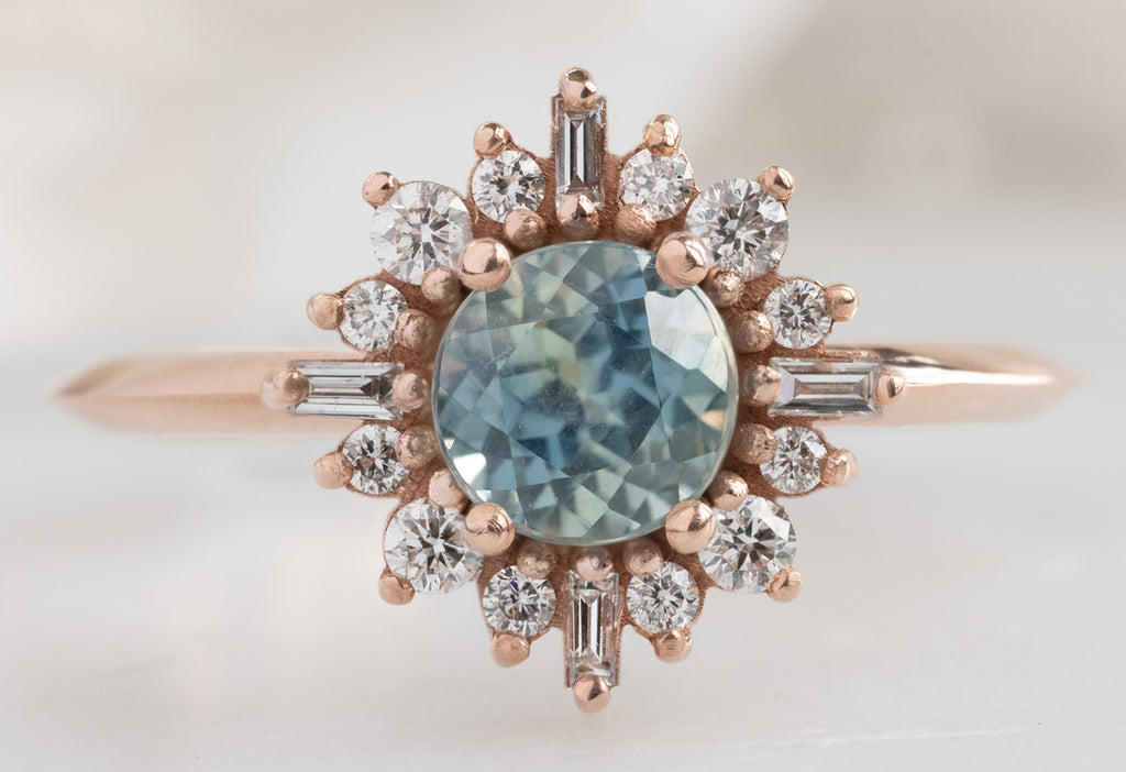 The Compass Ring with a Round Montana Sapphire