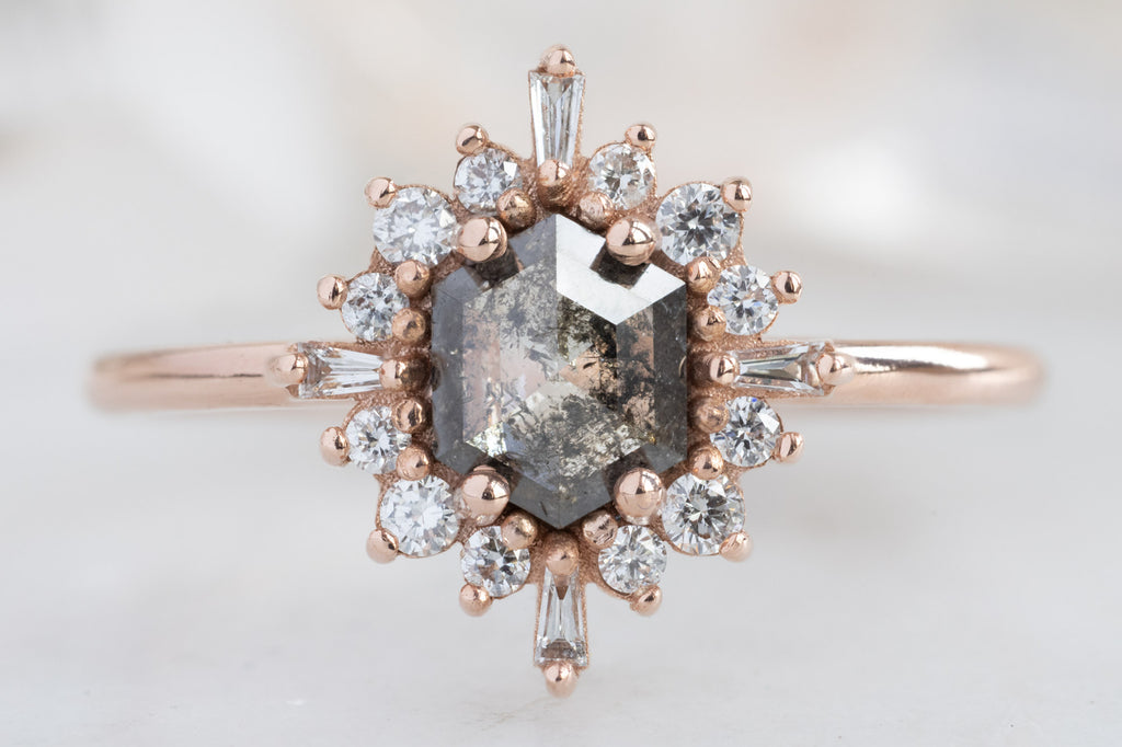 The Compass Ring with a Salt and Pepper Hexagon Diamond