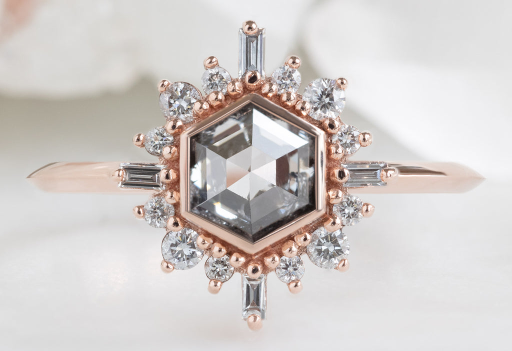 The Compass Ring with a Salt and Pepper Hexagon Diamond