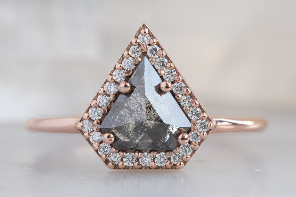 The Dahlia Ring with a Black Shield Cut Diamond
