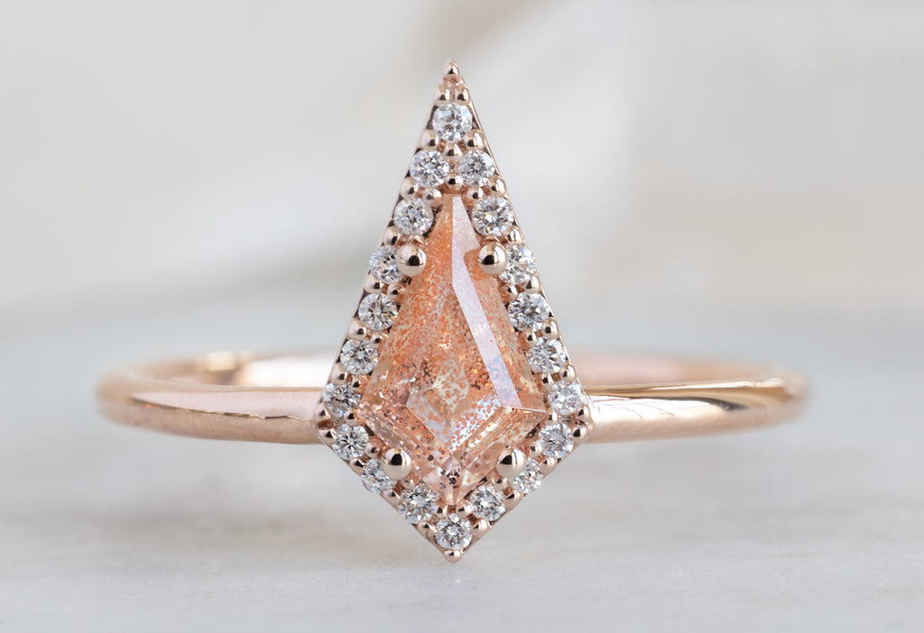 The Dahlia Ring with a Kite Shaped Sunstone