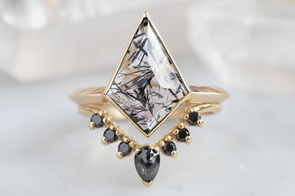 The Hazel Ring With a Tourmaline in Quartz With Stacking Band
