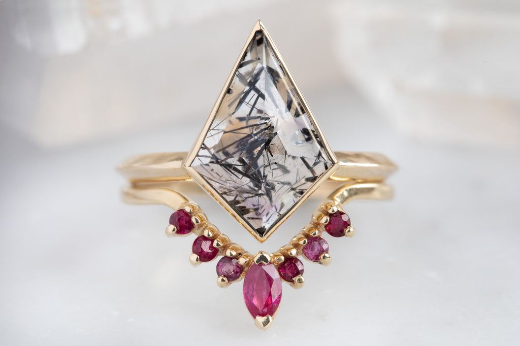 The Hazel Ring With a Tourmaline in Quartz With Stacking Band