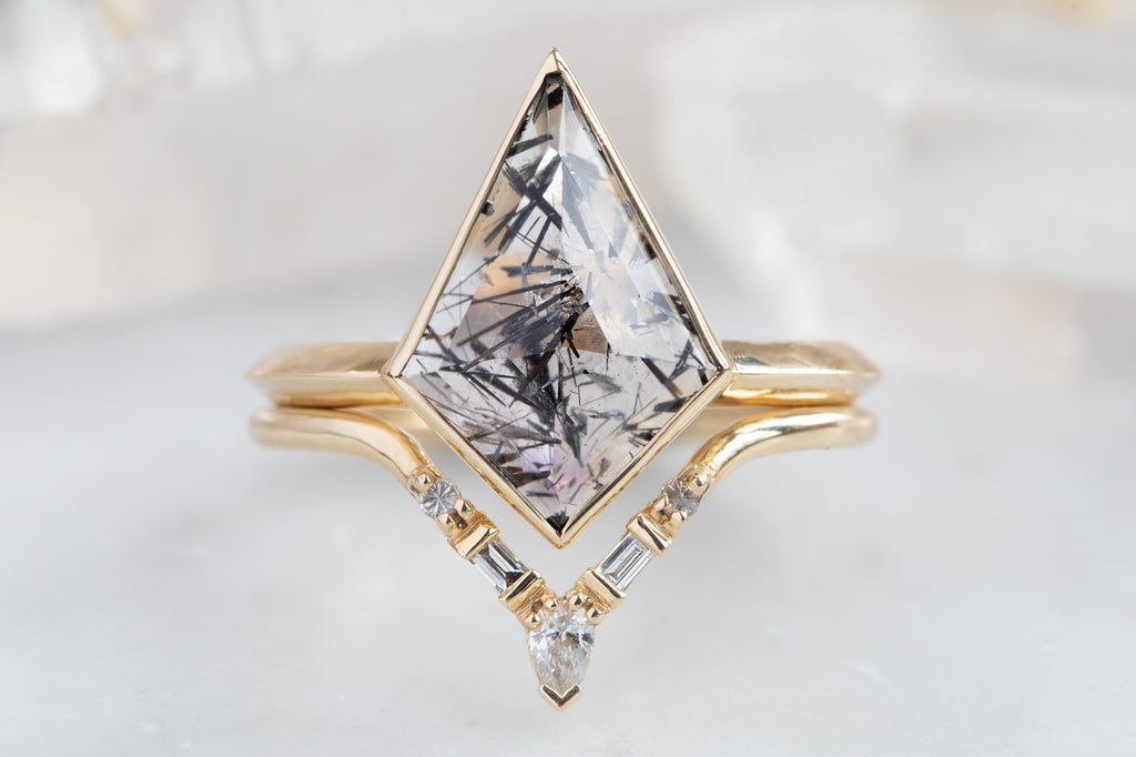 The Hazel Ring With a Tourmaline in Quartz With Stacking Band