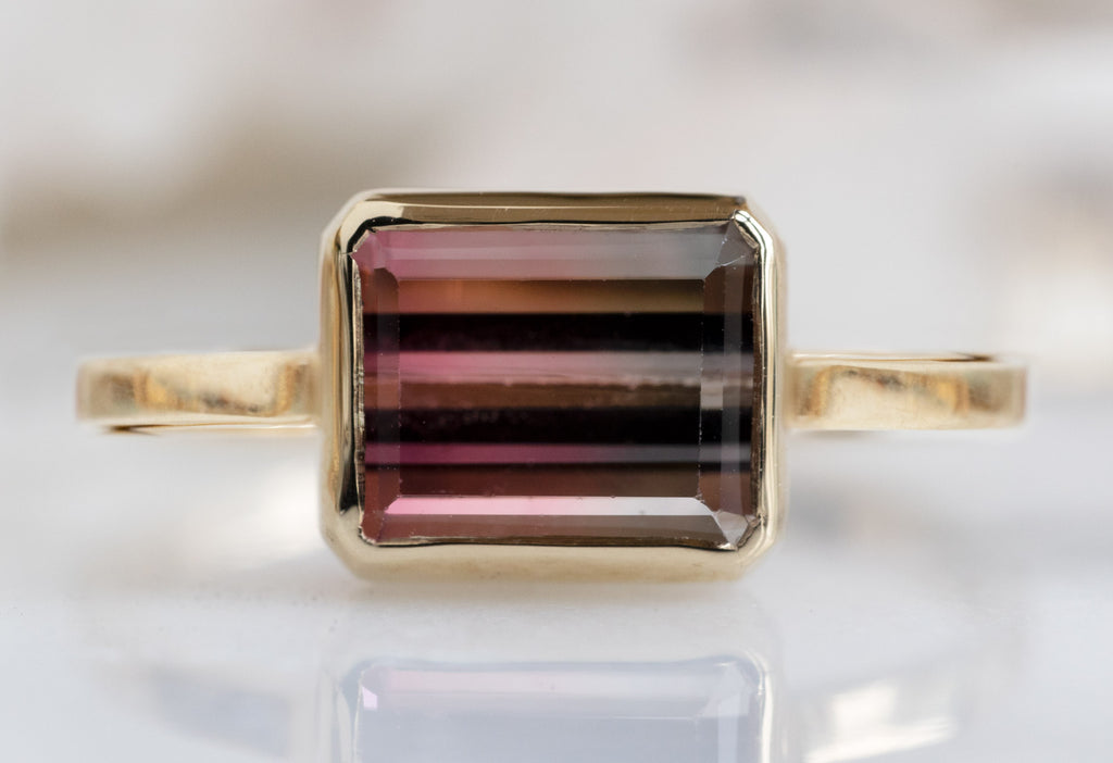 The Hazel Ring with an Emerald-Cut Bi-Color Tourmaline