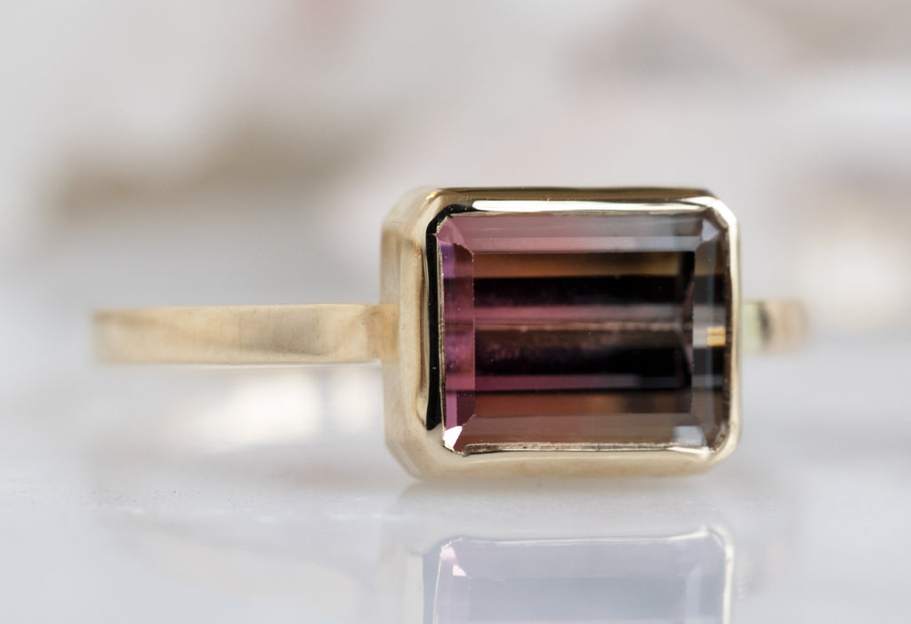 The Hazel Ring with an Emerald-Cut Bi-Color Tourmaline