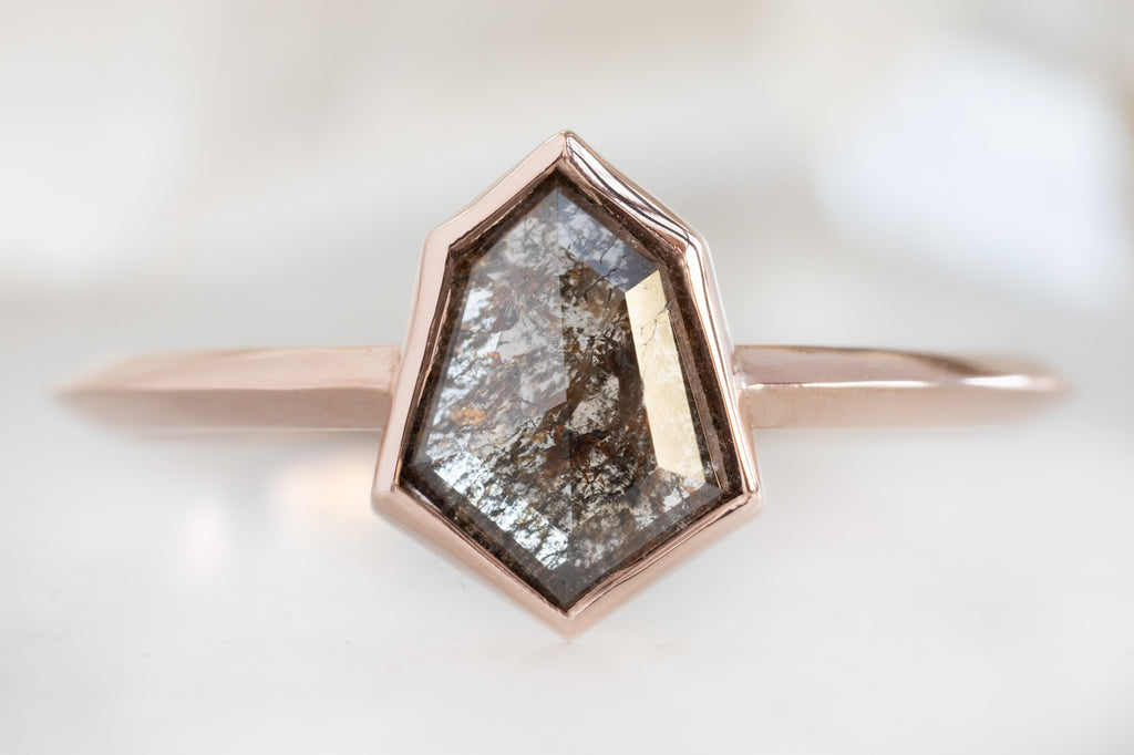 The Hazel Ring with a Black Geometric Diamond