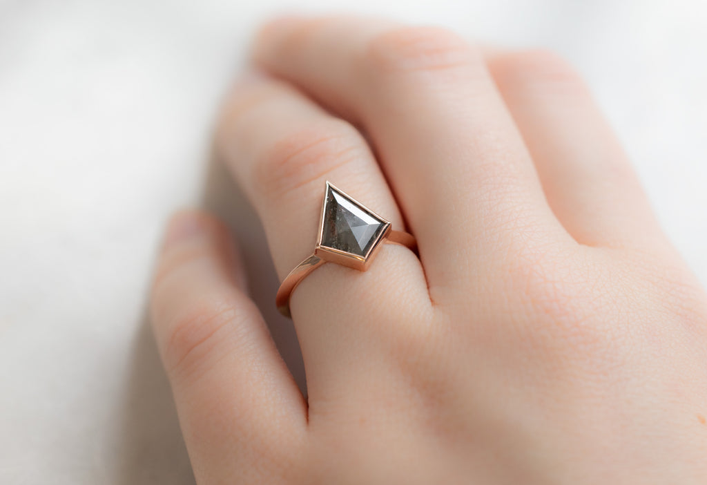 The Hazel Ring with a Black Kite Diamond on Model