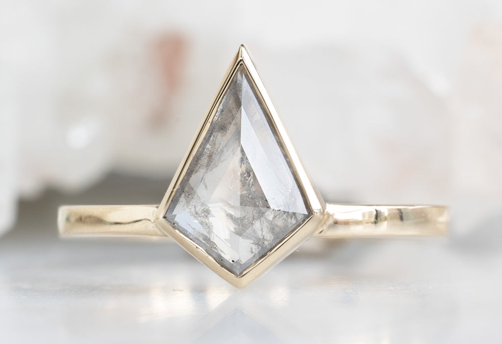 The Hazel Ring with a Grey Opalescent Kite Diamond