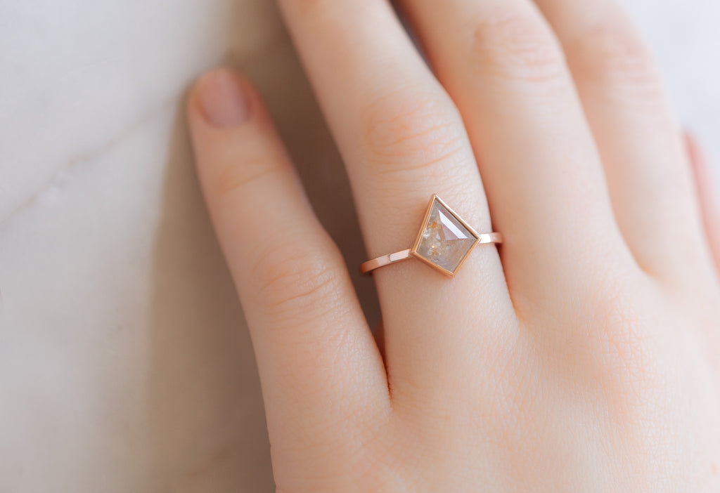 The Hazel Ring with a Red Kite Diamond on Model