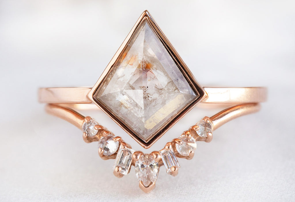 The Hazel Ring with a Red Kite Diamond with Stacking Band