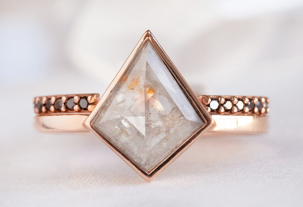 The Hazel Ring with a Red Kite Diamond with Stacking Band