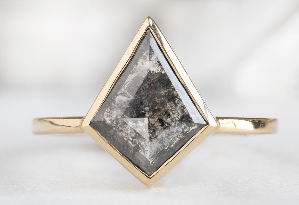 The Hazel Ring with a Salt and Pepper Kite Diamond