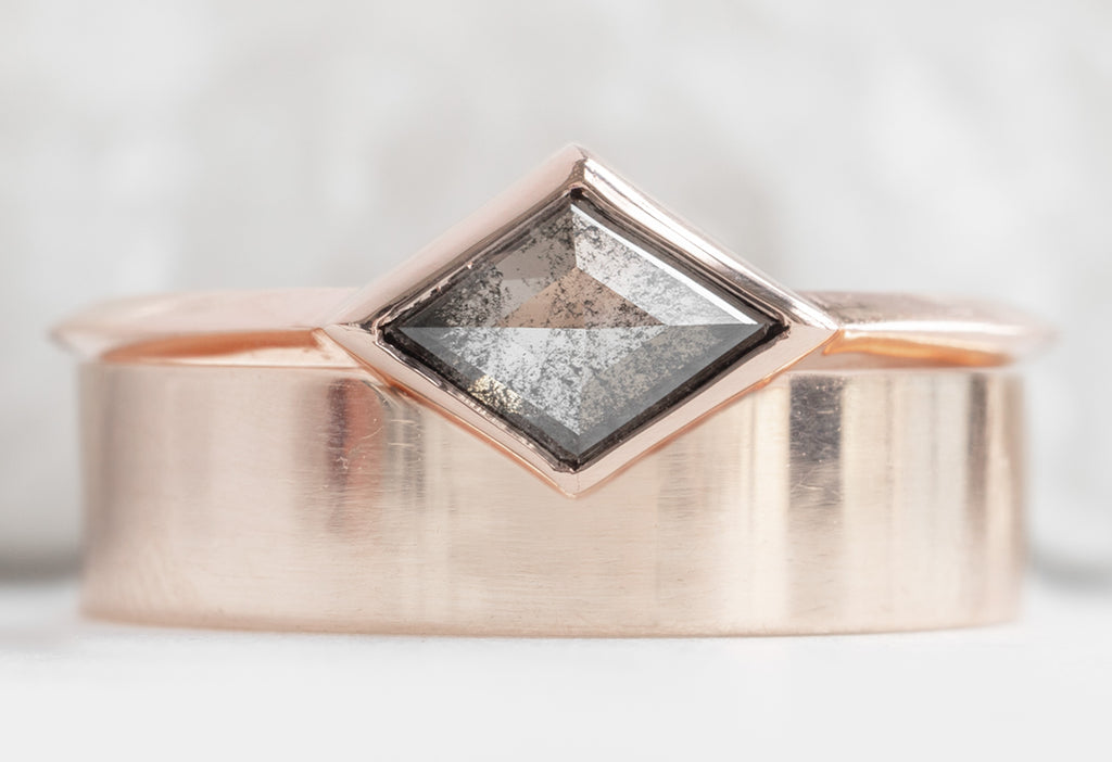 The Hazel Ring with a Salt and Pepper Kite Diamond with Wedding Band