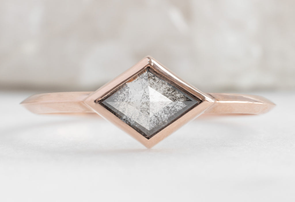 The Hazel Ring with a Salt and Pepper Kite Diamond