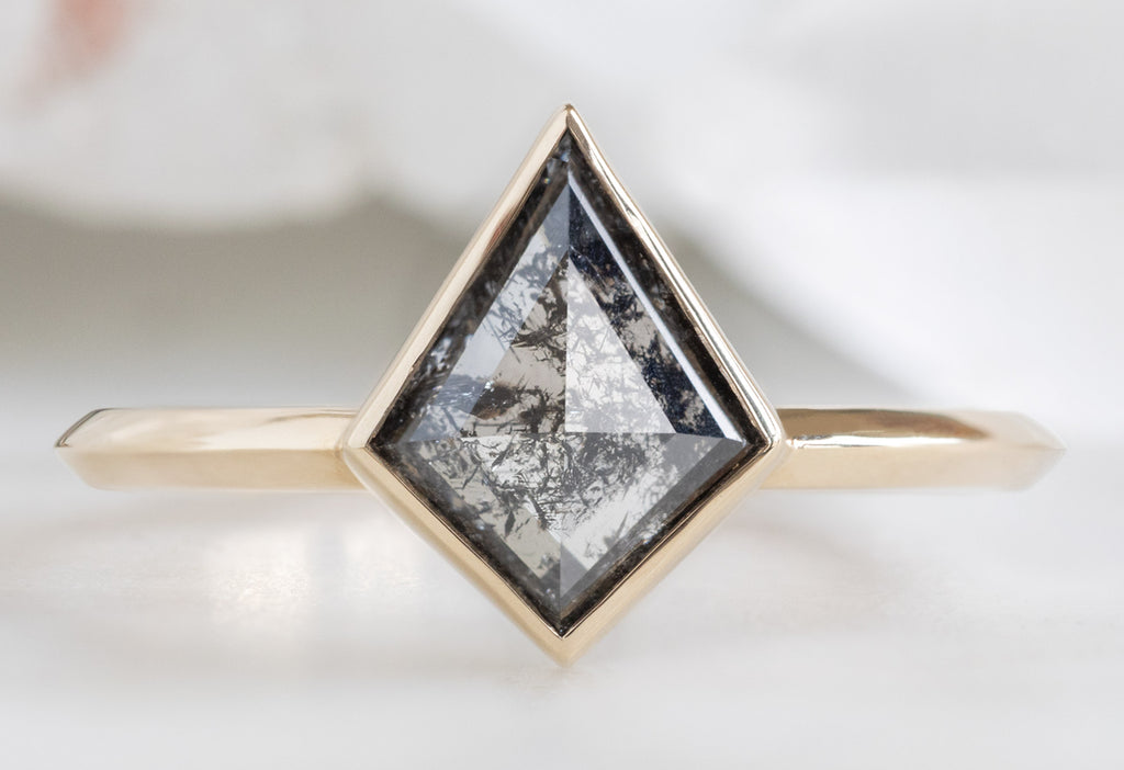 The Hazel Ring with a Kite-Shaped Salt and Pepper Diamond