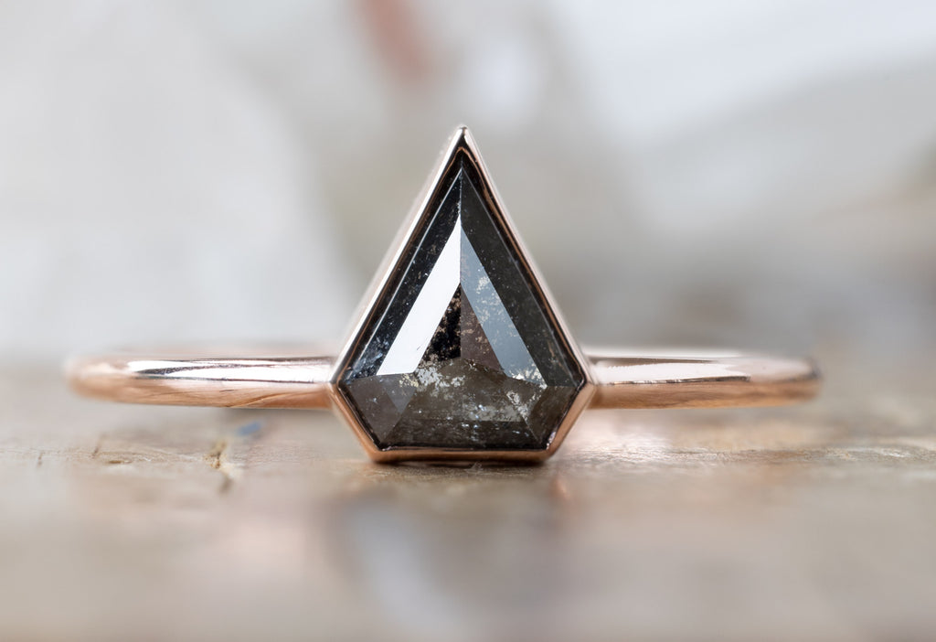 The Hazel Ring with a Shield-Cut Black Diamond