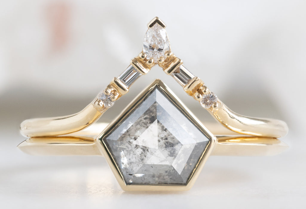 The Hazel Ring with a Shield-Cut Salt and Pepper Diamond