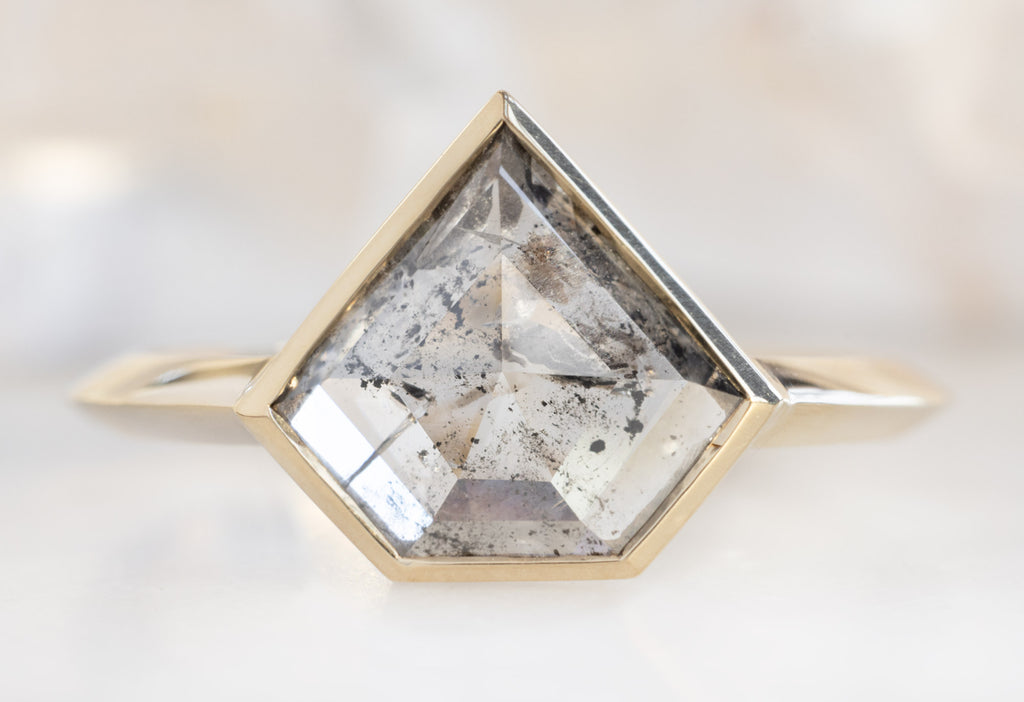 The Hazel Ring with a Shield-Cut Salt and Pepper Diamond
