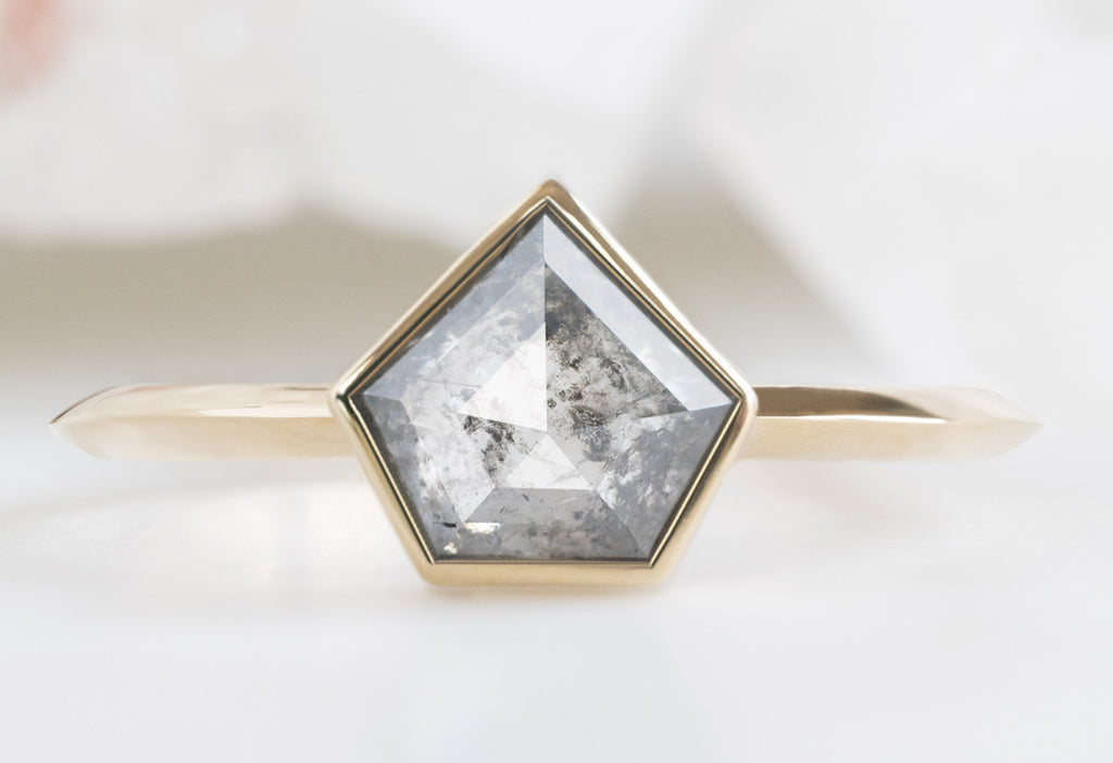 The Hazel Ring with a Shield-Cut Salt and Pepper Diamond