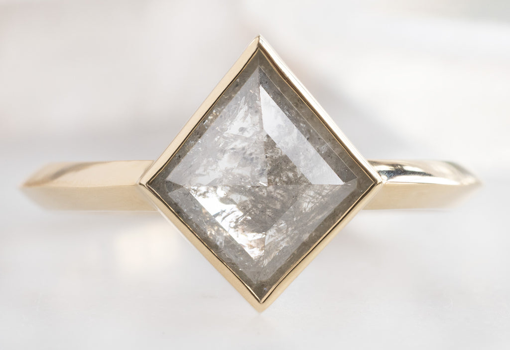 The Hazel Ring with a Silvery Grey Kite-Shaped Diamond
