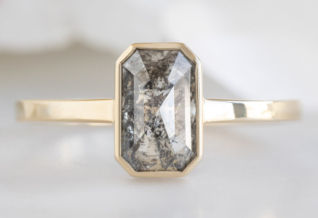The Hazel Ring with an Emerald-Cut Salt and Pepper Diamond