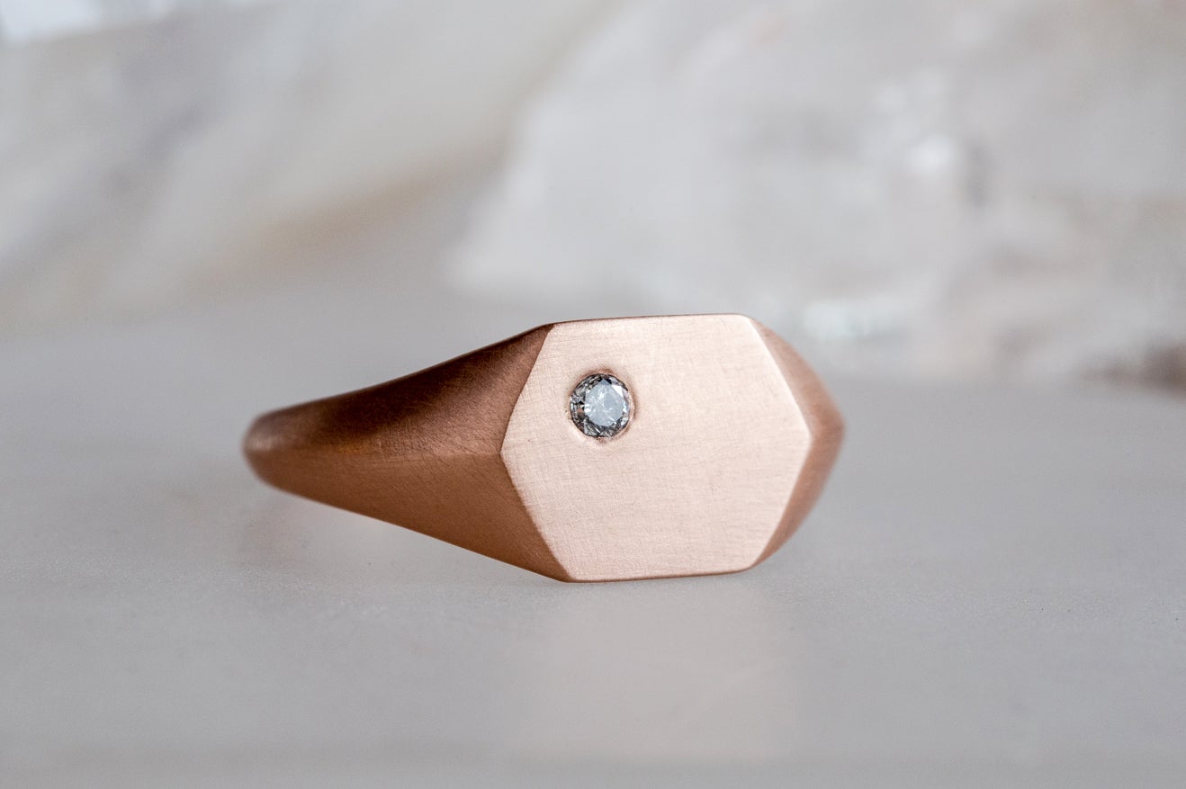 Hexagon signet ring sale